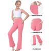 imageIUGA Girls Flare Leggings High Waist Cute Preppy Clothes for Girls Uniform Pants with Pockets Bell Bottom PantsPink