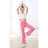 imageIUGA Girls Flare Leggings High Waist Cute Preppy Clothes for Girls Uniform Pants with Pockets Bell Bottom PantsPink