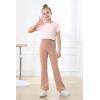 imageIUGA Girls Flare Leggings High Waist Cute Preppy Clothes for Girls Uniform Pants with Pockets Bell Bottom PantsRose Dust