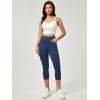 imageIUGA Jeggings for Women Pull On Capri Jeans Stretchy Jean Capris High Waisted Denim Capri Leggings Casual Pants with PocketsDark Blue