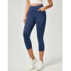 imageIUGA Jeggings for Women Pull On Capri Jeans Stretchy Jean Capris High Waisted Denim Capri Leggings Casual Pants with PocketsDark Blue
