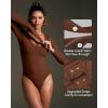 imageIUGA Long Sleeve Body Suits for Womens Tummy Control Shapewear Bodysuits for Women V Neck BodysuitBrownie