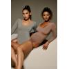 imageIUGA Long Sleeve Body Suits for Womens Tummy Control Shapewear Bodysuits for Women V Neck BodysuitElephant Gray