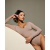 imageIUGA Long Sleeve Body Suits for Womens Tummy Control Shapewear Bodysuits for Women V Neck BodysuitLatte