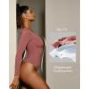 imageIUGA Long Sleeve Body Suits for Womens Tummy Control Shapewear Bodysuits for Women V Neck BodysuitMerlot