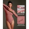 imageIUGA Long Sleeve Body Suits for Womens Tummy Control Shapewear Bodysuits for Women V Neck BodysuitMerlot