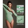 imageIUGA Long Sleeve Body Suits for Womens Tummy Control Shapewear Bodysuits for Women V Neck BodysuitSage