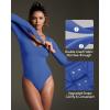 imageIUGA Long Sleeve Body Suits for Womens Tummy Control Shapewear Bodysuits for Women V Neck BodysuitSapphire
