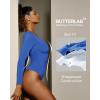 imageIUGA Long Sleeve Body Suits for Womens Tummy Control Shapewear Bodysuits for Women V Neck BodysuitSapphire