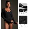imageIUGA Long Sleeve Bodysuits for Women Square Neck Bodysuit Shapewear Bodysuit Tummy Control Slimming Body Suit for WomensBlack