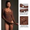 imageIUGA Long Sleeve Bodysuits for Women Square Neck Bodysuit Shapewear Bodysuit Tummy Control Slimming Body Suit for WomensBrownie