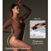 imageIUGA Long Sleeve Bodysuits for Women Square Neck Bodysuit Shapewear Bodysuit Tummy Control Slimming Body Suit for WomensBrownie