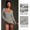 imageIUGA Long Sleeve Bodysuits for Women Square Neck Bodysuit Shapewear Bodysuit Tummy Control Slimming Body Suit for WomensElephant Gray