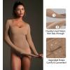 imageIUGA Long Sleeve Bodysuits for Women Square Neck Bodysuit Shapewear Bodysuit Tummy Control Slimming Body Suit for WomensLatte