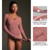 imageIUGA Long Sleeve Bodysuits for Women Square Neck Bodysuit Shapewear Bodysuit Tummy Control Slimming Body Suit for WomensMerlot