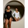 imageIUGA Long Sleeve Bodysuits for Women Square Neck Bodysuit Shapewear Bodysuit Tummy Control Slimming Body Suit for WomensWhite