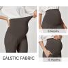 imageIUGA Soft Maternity Pants Over The Belly with Pockets Stretchy Maternity Clothes for Work Pregnancy Flare Maternity LeggingsCoffee