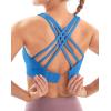 imageIUGA Sports Bras for Women High Support Large Bust High Impact Womens Sports Bras Strappy Padded Sports BraAzure