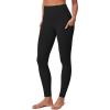 imageIUGA Compression Leggings for Women Tummy Control No Front Seam Leggings with Pockets High Waisted Workout Yoga PantsBlack