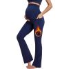 imageIUGA Fleece Lined Maternity Pants with Pockets Maternity Yoga Pants Flare Bootcut Pregnancy Pants Over The Belly Work LoungeNavy Blue
