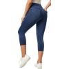 imageIUGA Jeggings for Women Pull On Capri Jeans Stretchy Jean Capris High Waisted Denim Capri Leggings Casual Pants with PocketsDark Blue