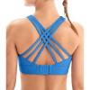 imageIUGA Sports Bras for Women High Support Large Bust High Impact Womens Sports Bras Strappy Padded Sports BraAzure