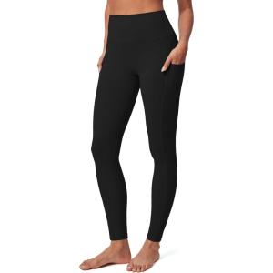 imageIUGA Compression Leggings for Women Tummy Control No Front Seam Leggings with Pockets High Waisted Workout Yoga PantsBlack