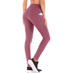 imageIUGA Compression Leggings for Women Tummy Control No Front Seam Leggings with Pockets High Waisted Workout Yoga PantsPale Red Violetbasic