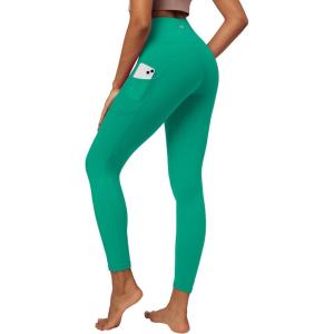 imageIUGA High Waist Yoga Pants with Pockets Leggings for Women Tummy Control Workout Leggings for Women 4 Way StretchAqua Green