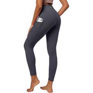 imageIUGA High Waist Yoga Pants with Pockets Leggings for Women Tummy Control Workout Leggings for Women 4 Way StretchDark Gray