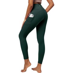 imageIUGA High Waist Yoga Pants with Pockets Leggings for Women Tummy Control Workout Leggings for Women 4 Way StretchDark Green