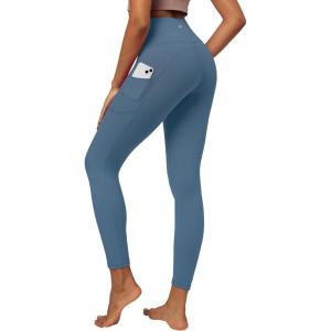 imageIUGA High Waist Yoga Pants with Pockets Leggings for Women Tummy Control Workout Leggings for Women 4 Way StretchMist Green