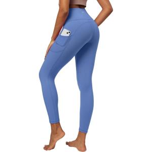 imageIUGA High Waist Yoga Pants with Pockets Leggings for Women Tummy Control Workout Leggings for Women 4 Way StretchOasis Blue