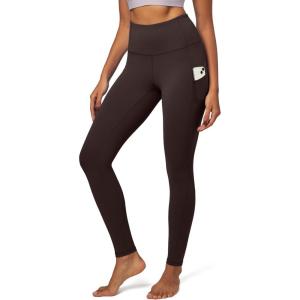 imageIUGA Leggings with Pockets for Women High Waisted Yoga Pants Leggings for Women Tummy Control Workout Compression LeggingsBrown