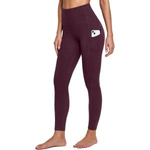 imageIUGA Leggings with Pockets for Women High Waisted Yoga Pants Leggings for Women Tummy Control Workout Compression LeggingsMatte Maroon