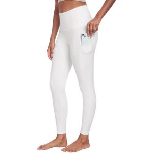 imageIUGA Leggings with Pockets for Women High Waisted Yoga Pants Leggings for Women Tummy Control Workout Compression LeggingsWhite