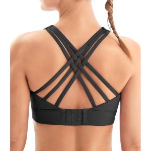 imageIUGA Sports Bras for Women High Support Large Bust High Impact Womens Sports Bras Strappy Padded Sports BraBlack