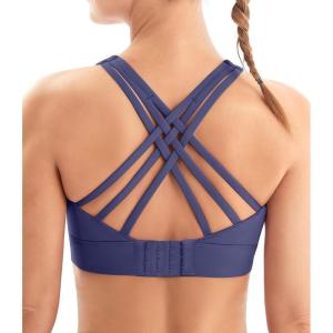 imageIUGA Sports Bras for Women High Support Large Bust High Impact Womens Sports Bras Strappy Padded Sports BraBlue