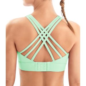 imageIUGA Sports Bras for Women High Support Large Bust High Impact Womens Sports Bras Strappy Padded Sports BraGreen