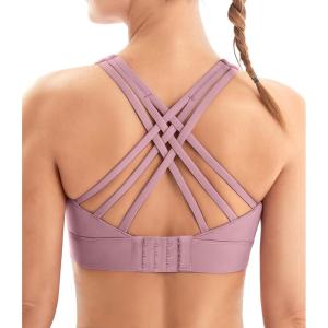 imageIUGA Sports Bras for Women High Support Large Bust High Impact Womens Sports Bras Strappy Padded Sports BraPink