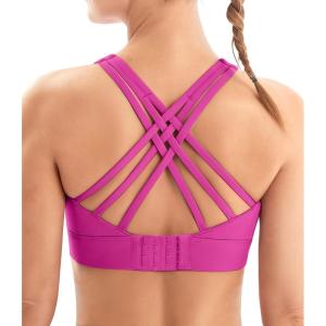 imageIUGA Sports Bras for Women High Support Large Bust High Impact Womens Sports Bras Strappy Padded Sports BraViolet Red