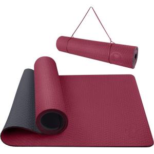 imageIUGA Yoga Mat Non Slip Antitear Yoga Mats Eco Friendly Hot Yoga Mat Thick Workout ampamp Exercise Mat for Yoga Pilates and Fitness 72quotx 24quotx 6mmDark Red
