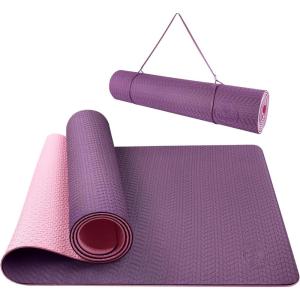 imageIUGA Yoga Mat Non Slip Antitear Yoga Mats Eco Friendly Hot Yoga Mat Thick Workout ampamp Exercise Mat for Yoga Pilates and Fitness 72quotx 24quotx 6mmPurplePink