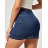 imageCargo Skirt Denim Jean Skirt for Women High Stretchy Mini y2k Skirt with PocketsDark Blue