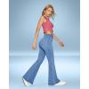 imageIUGA Bell Bottom Jeans for Women High Waisted Stretchy Flare Jeans Pull On Wide Leg Jeans V Cross Tummy Control Flare PantsBaby Blue