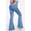 imageIUGA Bell Bottom Jeans for Women High Waisted Stretchy Flare Jeans Pull On Wide Leg Jeans V Cross Tummy Control Flare PantsBaby Blue