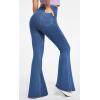 imageIUGA Bell Bottom Jeans for Women High Waisted Stretchy Flare Jeans Pull On Wide Leg Jeans V Cross Tummy Control Flare PantsLight Blue