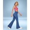 imageIUGA Bell Bottom Jeans for Women High Waisted Stretchy Flare Jeans Pull On Wide Leg Jeans V Cross Tummy Control Flare PantsLight Blue