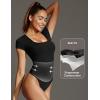 imageIUGA Bodysuits for Women Tummy Control Short Sleeve Square Neck Bodysuit Womens Slimming Basic Body Suit TopsBlack