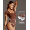 imageIUGA Bodysuits for Women Tummy Control Short Sleeve Square Neck Bodysuit Womens Slimming Basic Body Suit TopsBrownie
